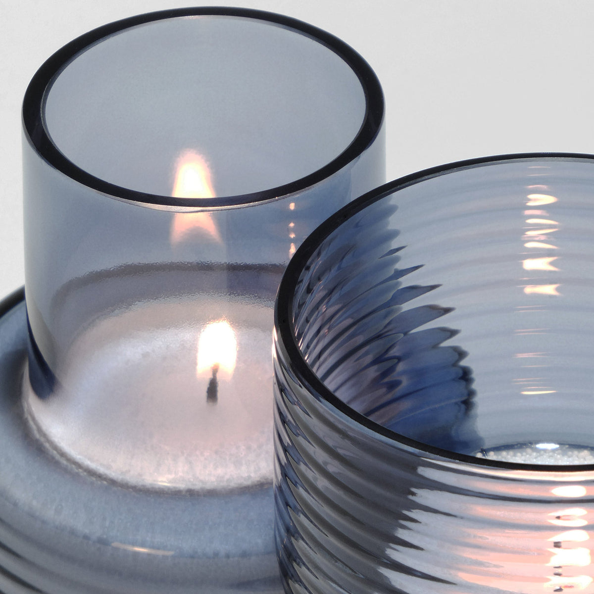 Conjunto de 2 Castiçais em vidro GLOW TOGETHER em Azul Boreal