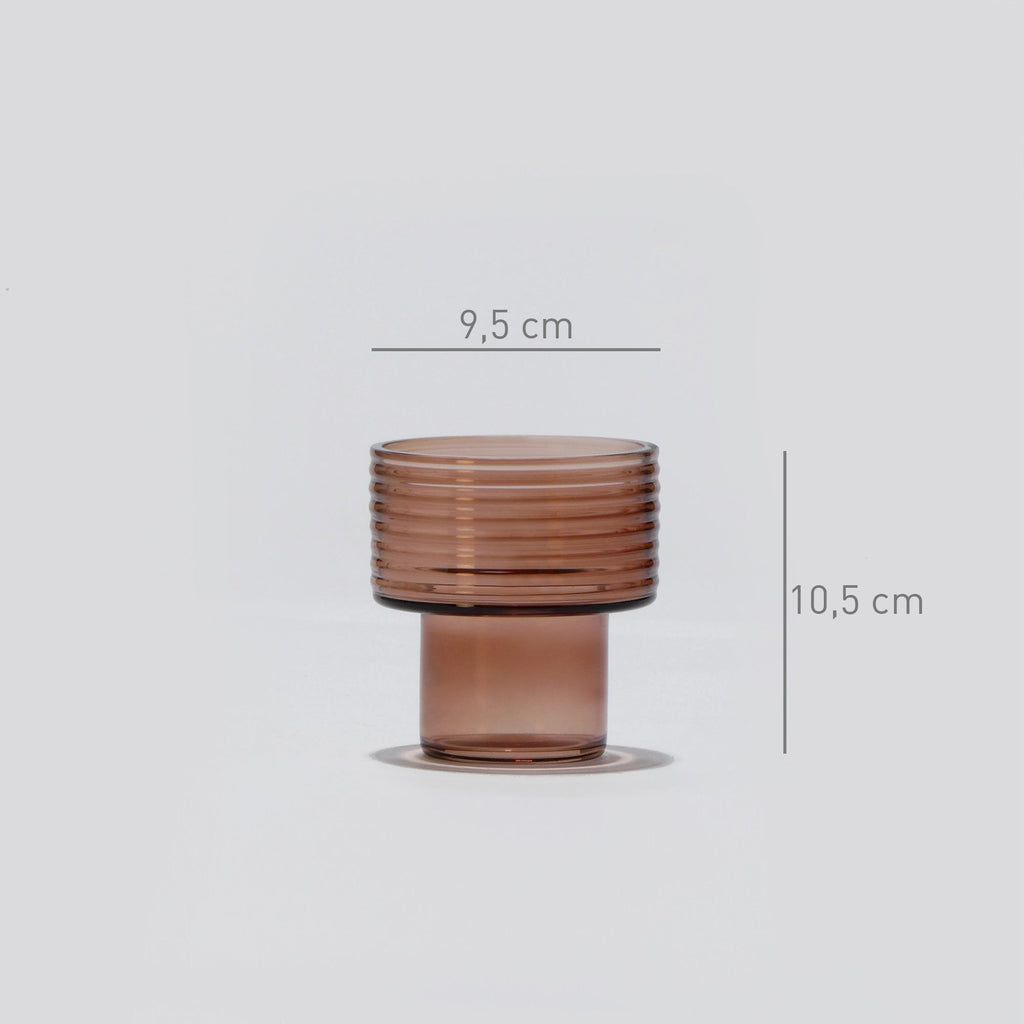 Conjunto de 2 Castiçais em vidro GLOW TOGETHER em Mocha Mousse