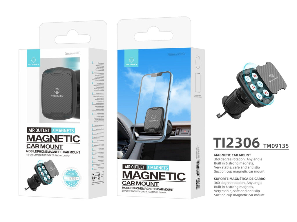 Techancy Suporte Magnético Para Telemóvel Para Automóvel Ti2306, Suporte Para Rotação De 360 Graus, Saída De Ar Para Automóvel