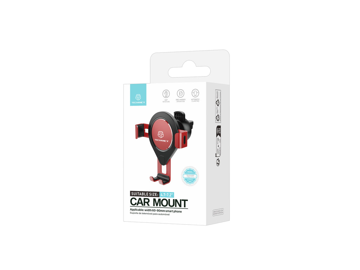 Suporte Vermelho Para Telemóvel No Automóvel Ti2197, Rotação De 360 Graus Para Telemóveis De 4,7-7,2 Polegadas